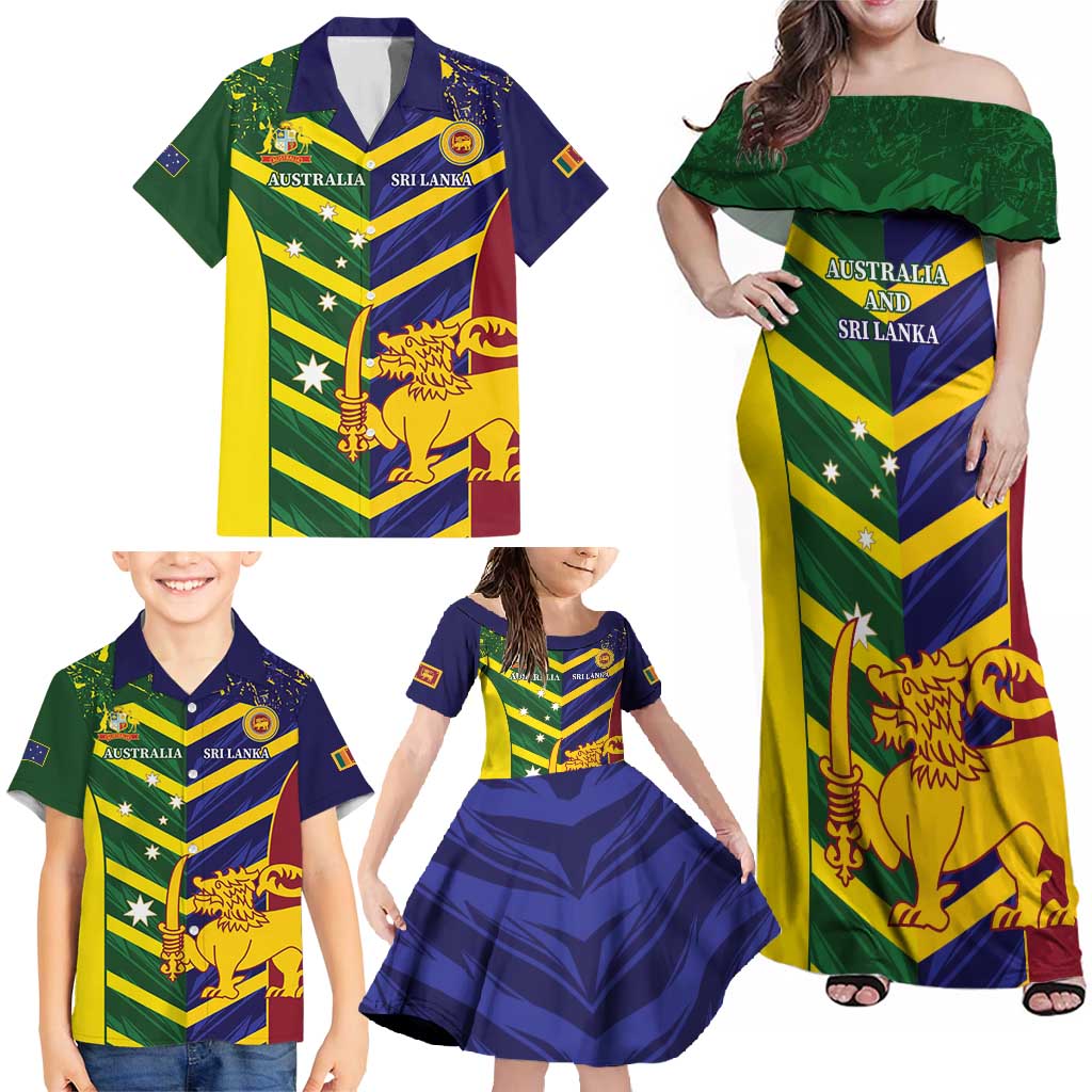 Custom Sri Lanka And Australia Cricket Family Matching Off Shoulder Maxi Dress and Hawaiian Shirt 2025 The Lions Baggy Greens Together