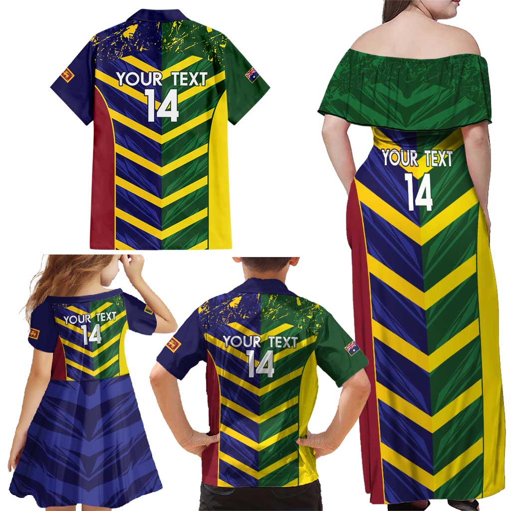 Custom Sri Lanka And Australia Cricket Family Matching Off Shoulder Maxi Dress and Hawaiian Shirt 2025 The Lions Baggy Greens Together