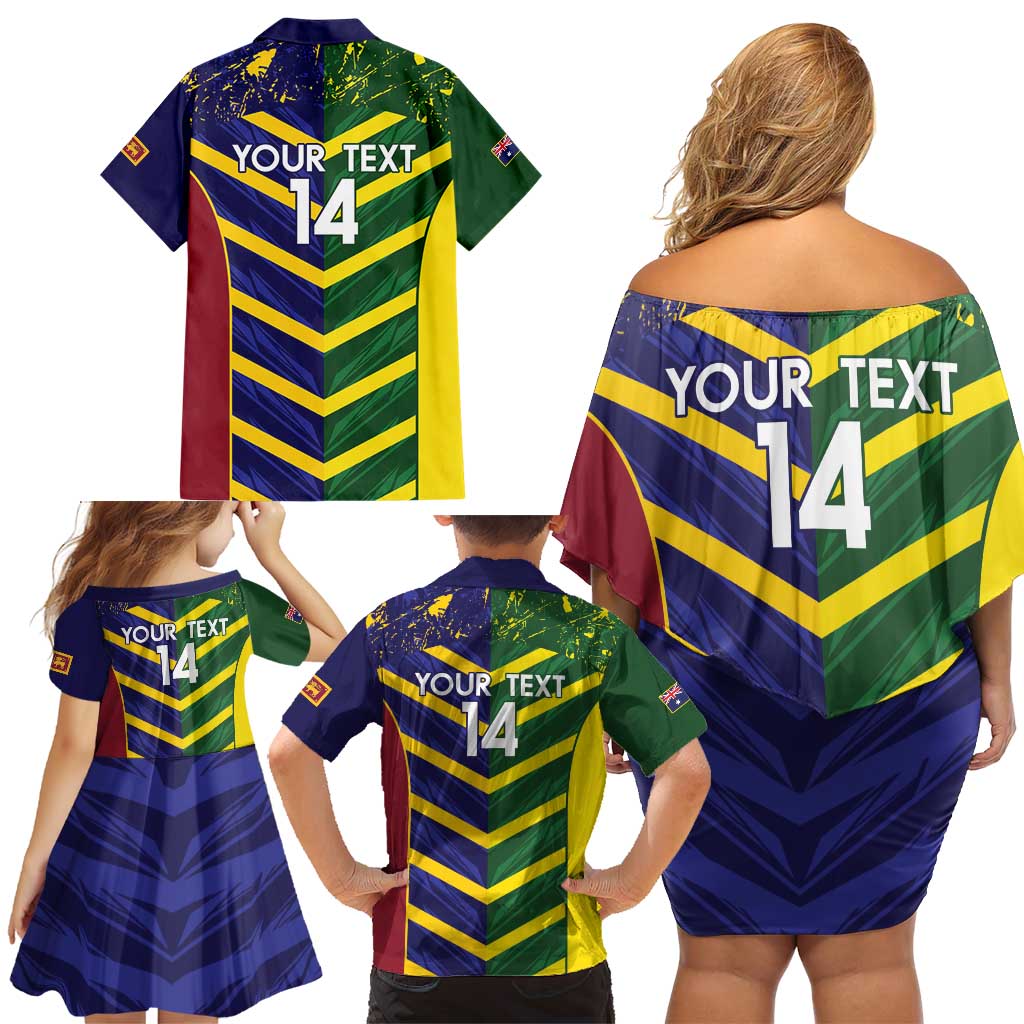 Custom Sri Lanka And Australia Cricket Family Matching Off Shoulder Short Dress and Hawaiian Shirt 2025 The Lions Baggy Greens Together