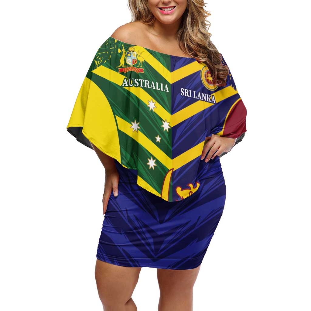 Custom Sri Lanka And Australia Cricket Family Matching Off Shoulder Short Dress and Hawaiian Shirt 2025 The Lions Baggy Greens Together