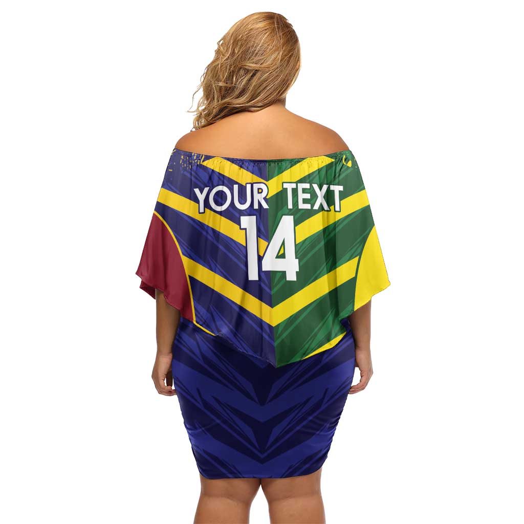 Custom Sri Lanka And Australia Cricket Family Matching Off Shoulder Short Dress and Hawaiian Shirt 2025 The Lions Baggy Greens Together