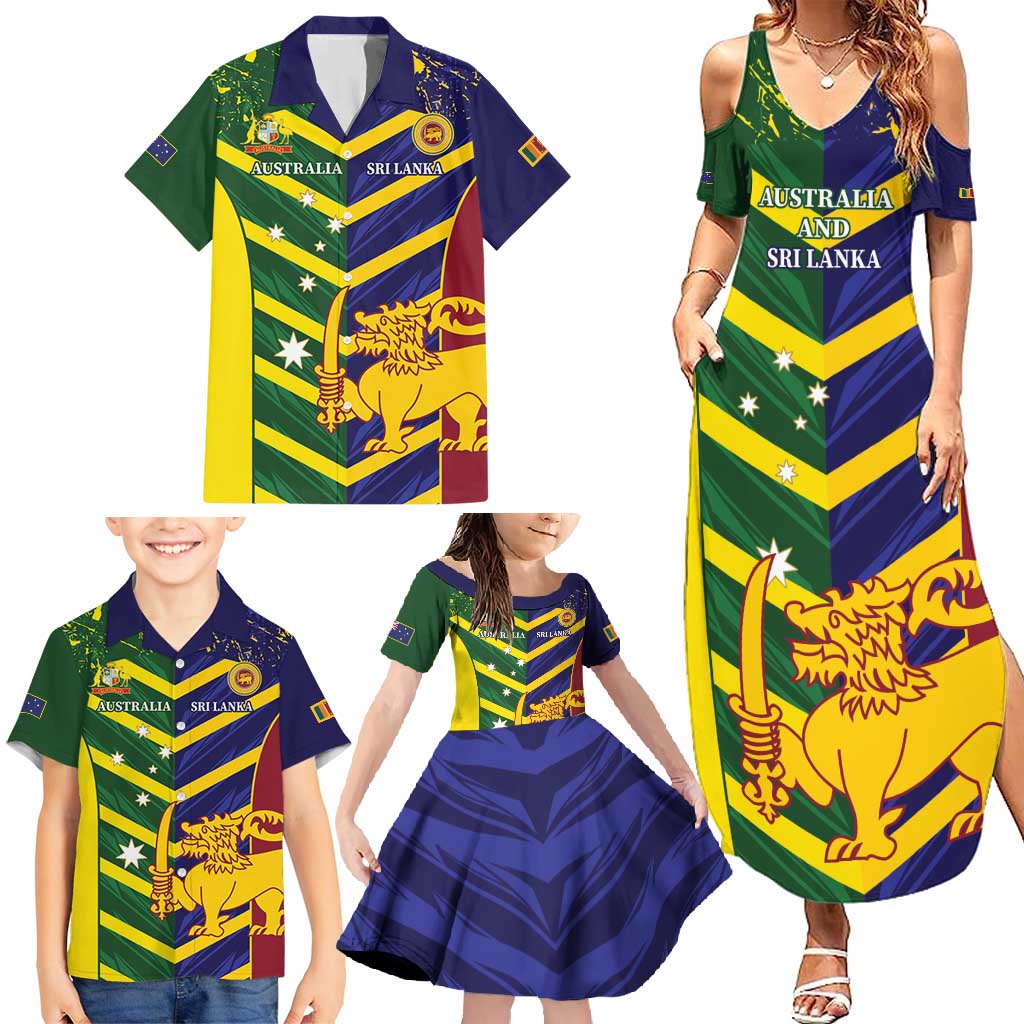 Custom Sri Lanka And Australia Cricket Family Matching Summer Maxi Dress and Hawaiian Shirt 2025 The Lions Baggy Greens Together