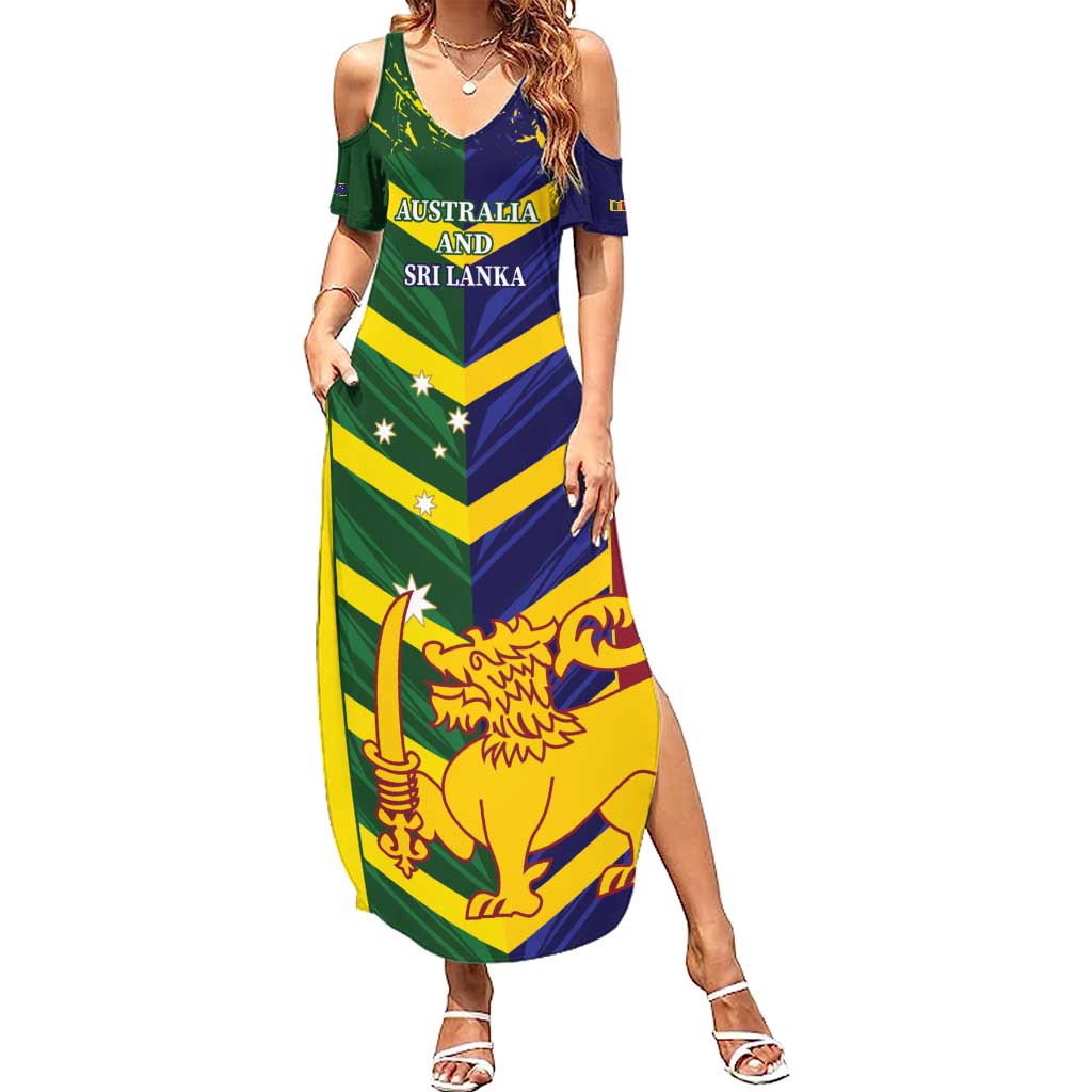 Custom Sri Lanka And Australia Cricket Family Matching Summer Maxi Dress and Hawaiian Shirt 2025 The Lions Baggy Greens Together