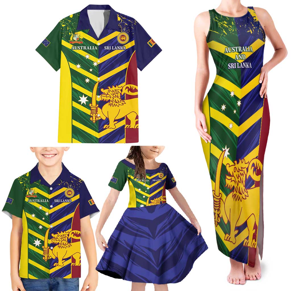 Custom Sri Lanka And Australia Cricket Family Matching Tank Maxi Dress and Hawaiian Shirt 2025 The Lions Baggy Greens Together