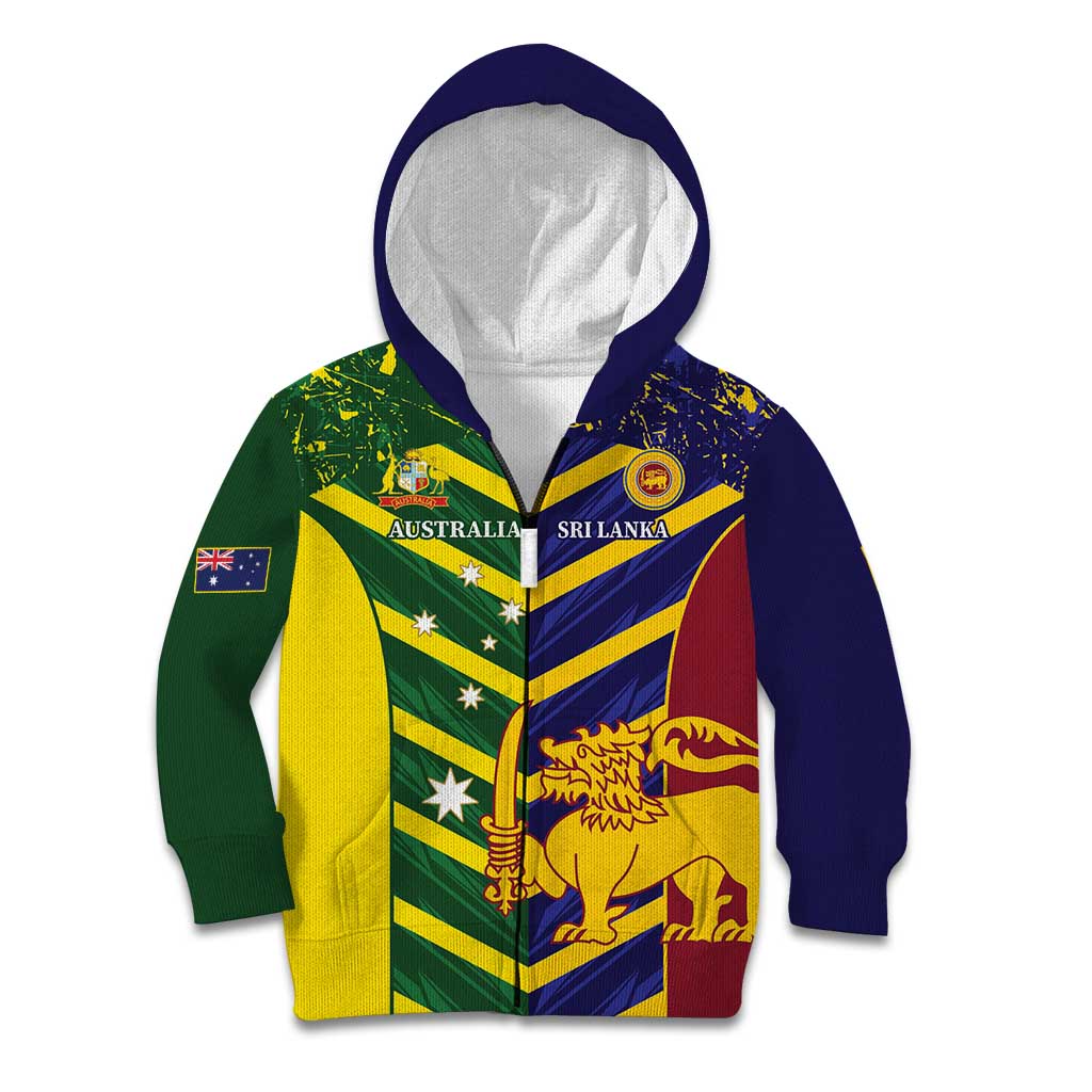 Custom Sri Lanka And Australia Cricket Kid Hoodie 2025 The Lions Baggy Greens Together - Vibe Hoodie Shop