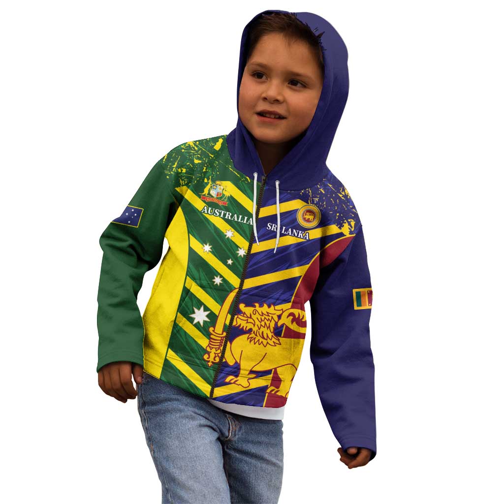 Custom Sri Lanka And Australia Cricket Kid Hoodie 2025 The Lions Baggy Greens Together - Vibe Hoodie Shop