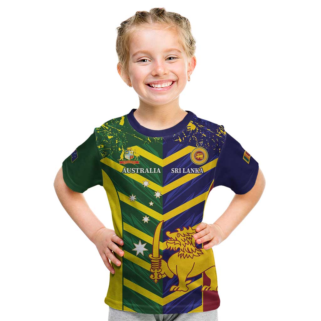 Custom Sri Lanka And Australia Cricket Kid T Shirt 2025 The Lions Baggy Greens Together - Vibe Hoodie Shop