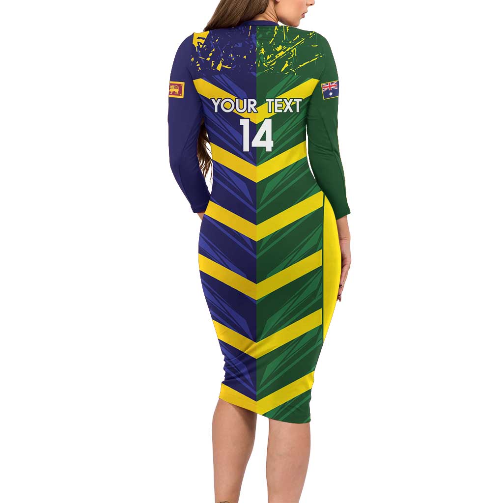 Custom Sri Lanka And Australia Cricket Long Sleeve Bodycon Dress 2025 The Lions Baggy Greens Together