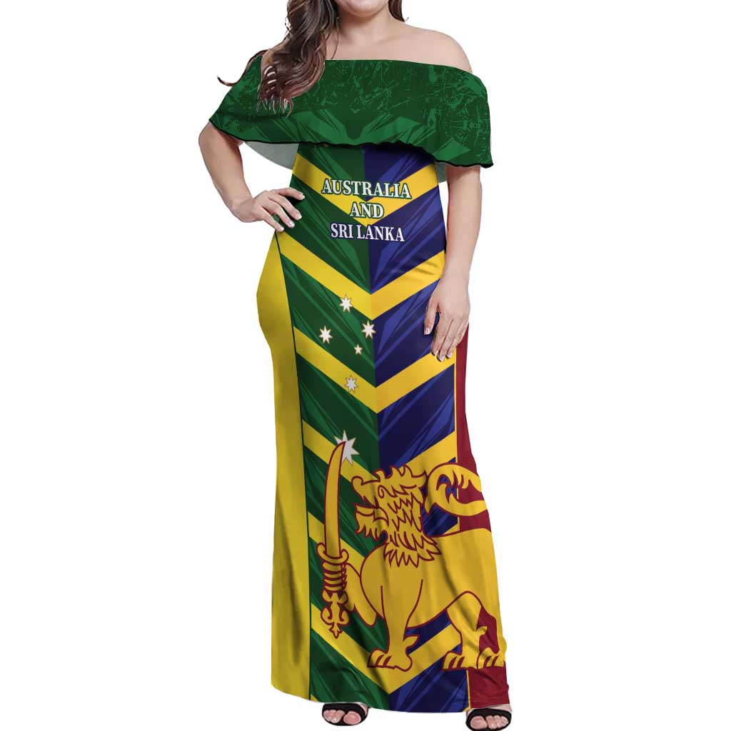 Custom Sri Lanka And Australia Cricket Off Shoulder Maxi Dress 2025 The Lions Baggy Greens Together