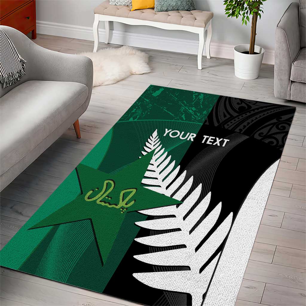 Custom New Zealand And Pakistan Cricket Area Rug 2025 Black Cap Shaheens Together - Vibe Hoodie Shop