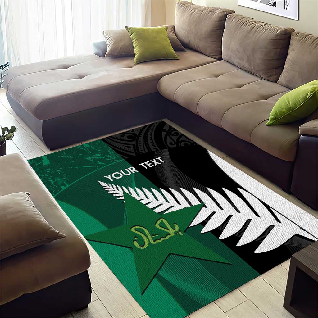 Custom New Zealand And Pakistan Cricket Area Rug 2025 Black Cap Shaheens Together - Vibe Hoodie Shop