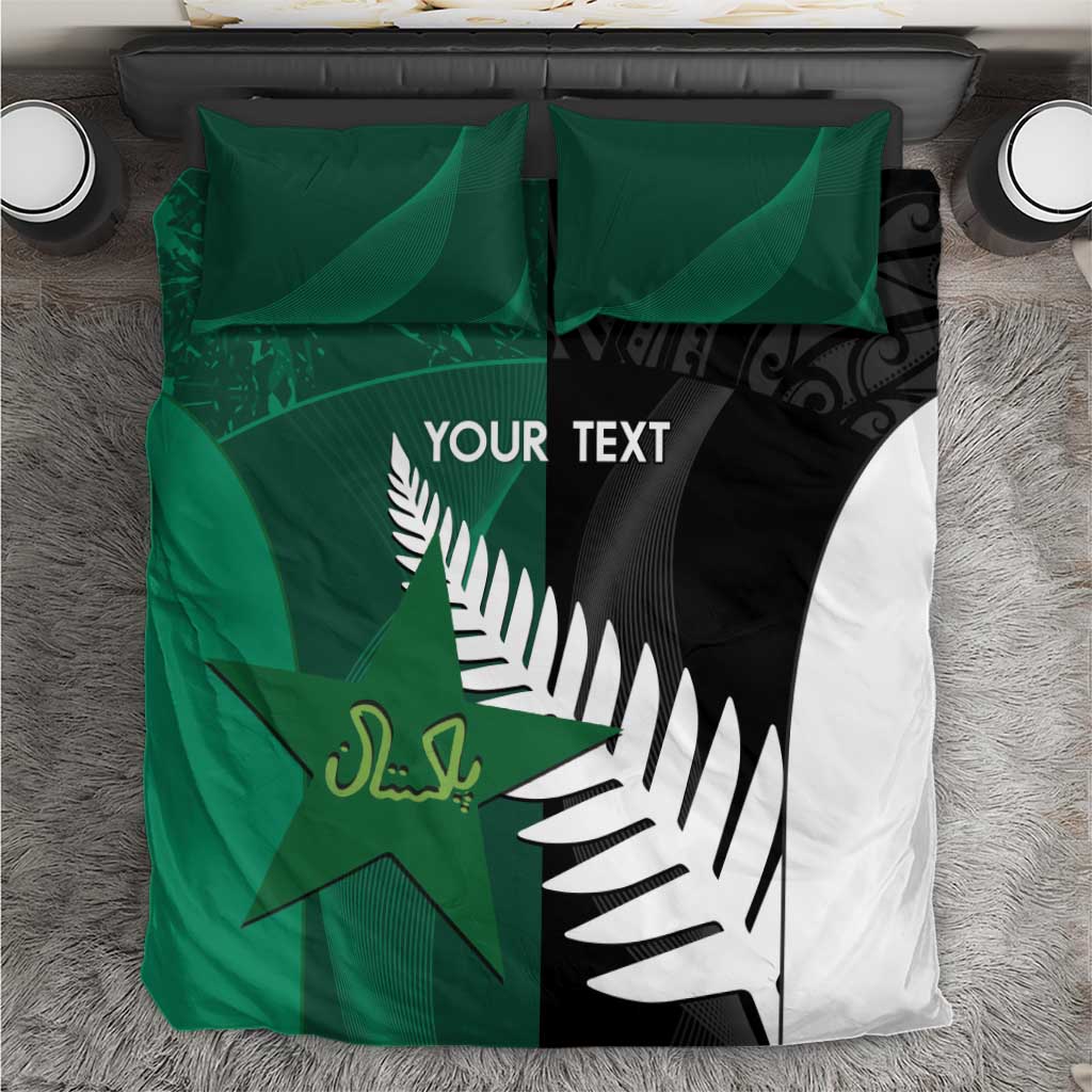 Custom New Zealand And Pakistan Cricket Bedding Set 2025 Black Cap Shaheens Together - Vibe Hoodie Shop