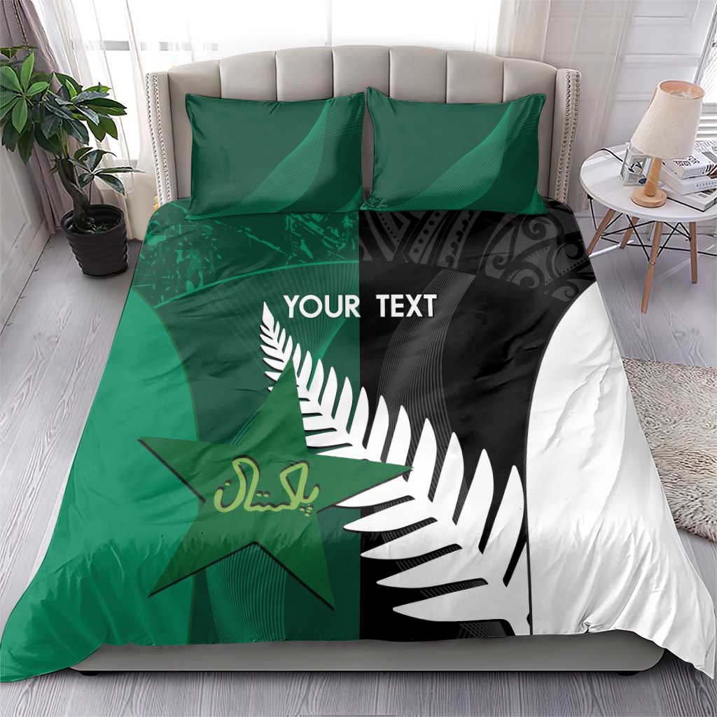 Custom New Zealand And Pakistan Cricket Bedding Set 2025 Black Cap Shaheens Together - Vibe Hoodie Shop