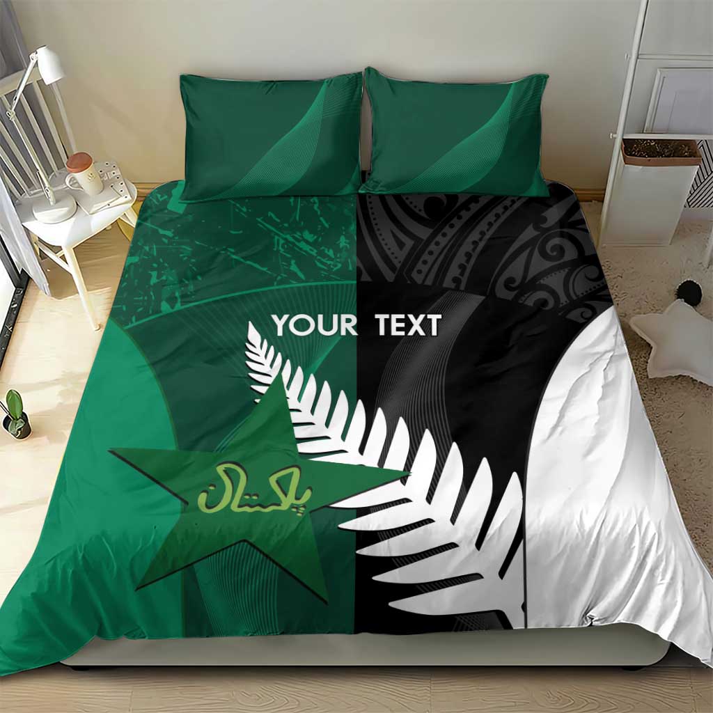 Custom New Zealand And Pakistan Cricket Bedding Set 2025 Black Cap Shaheens Together - Vibe Hoodie Shop