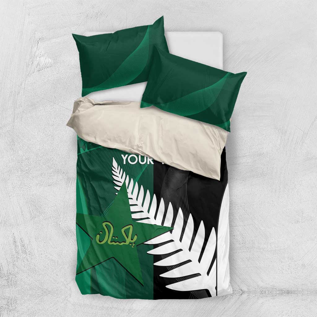 Custom New Zealand And Pakistan Cricket Bedding Set 2025 Black Cap Shaheens Together - Vibe Hoodie Shop