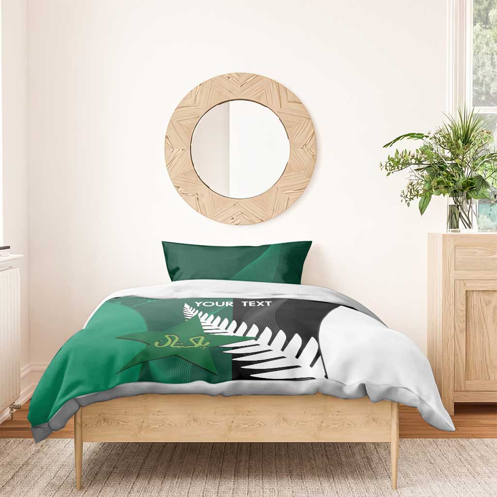 Custom New Zealand And Pakistan Cricket Bedding Set 2025 Black Cap Shaheens Together - Vibe Hoodie Shop