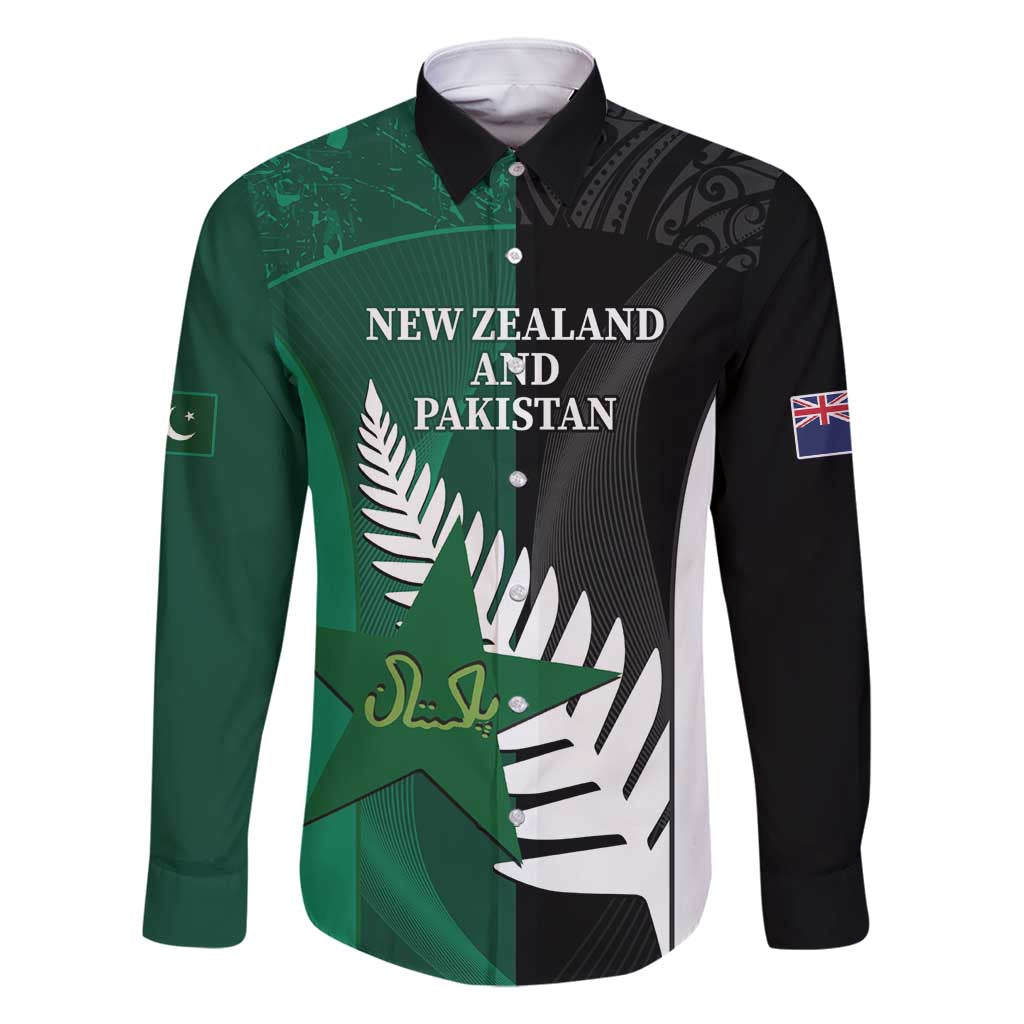 Custom New Zealand And Pakistan Cricket Family Matching Long Sleeve Bodycon Dress and Hawaiian Shirt 2025 Black Cap Shaheens Together