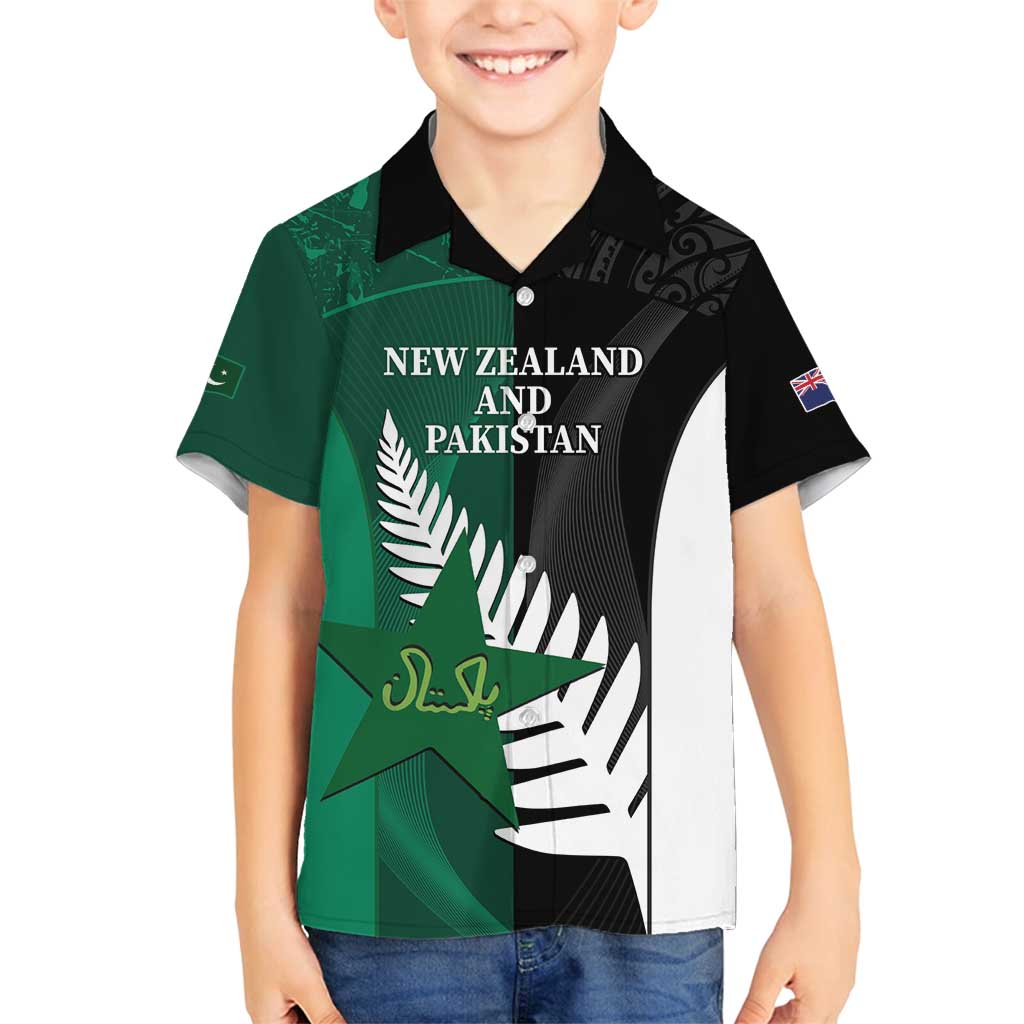 Custom New Zealand And Pakistan Cricket Family Matching Long Sleeve Bodycon Dress and Hawaiian Shirt 2025 Black Cap Shaheens Together