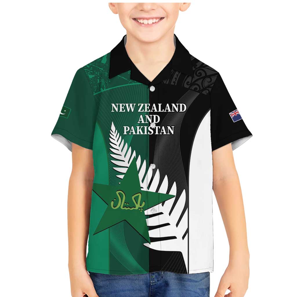 Custom New Zealand And Pakistan Cricket Family Matching Mermaid Dress and Hawaiian Shirt 2025 Black Cap Shaheens Together