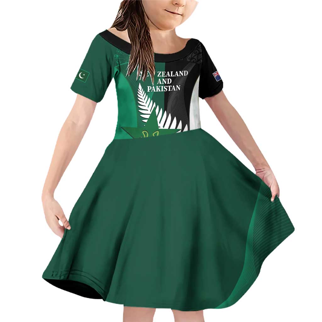 Custom New Zealand And Pakistan Cricket Family Matching Off Shoulder Short Dress and Hawaiian Shirt 2025 Black Cap Shaheens Together