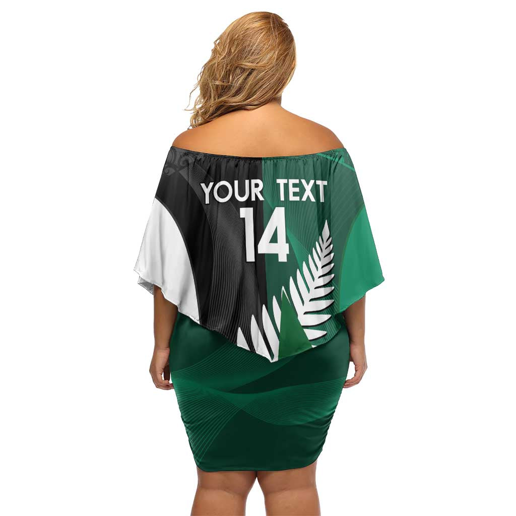 Custom New Zealand And Pakistan Cricket Family Matching Off Shoulder Short Dress and Hawaiian Shirt 2025 Black Cap Shaheens Together