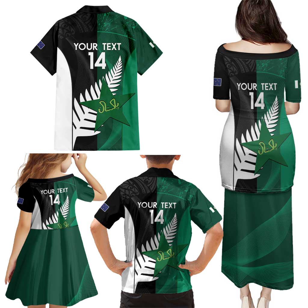 Custom New Zealand And Pakistan Cricket Family Matching Puletasi and Hawaiian Shirt 2025 Black Cap Shaheens Together