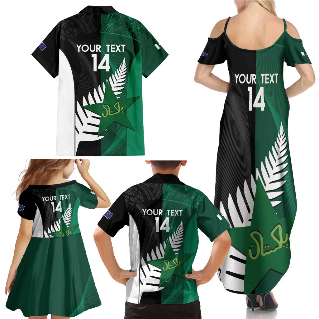 Custom New Zealand And Pakistan Cricket Family Matching Summer Maxi Dress and Hawaiian Shirt 2025 Black Cap Shaheens Together