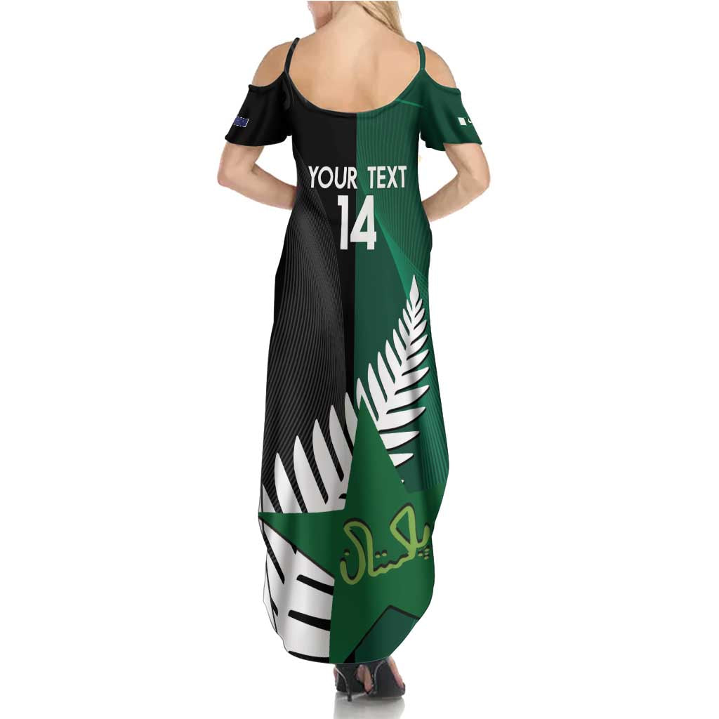 Custom New Zealand And Pakistan Cricket Family Matching Summer Maxi Dress and Hawaiian Shirt 2025 Black Cap Shaheens Together