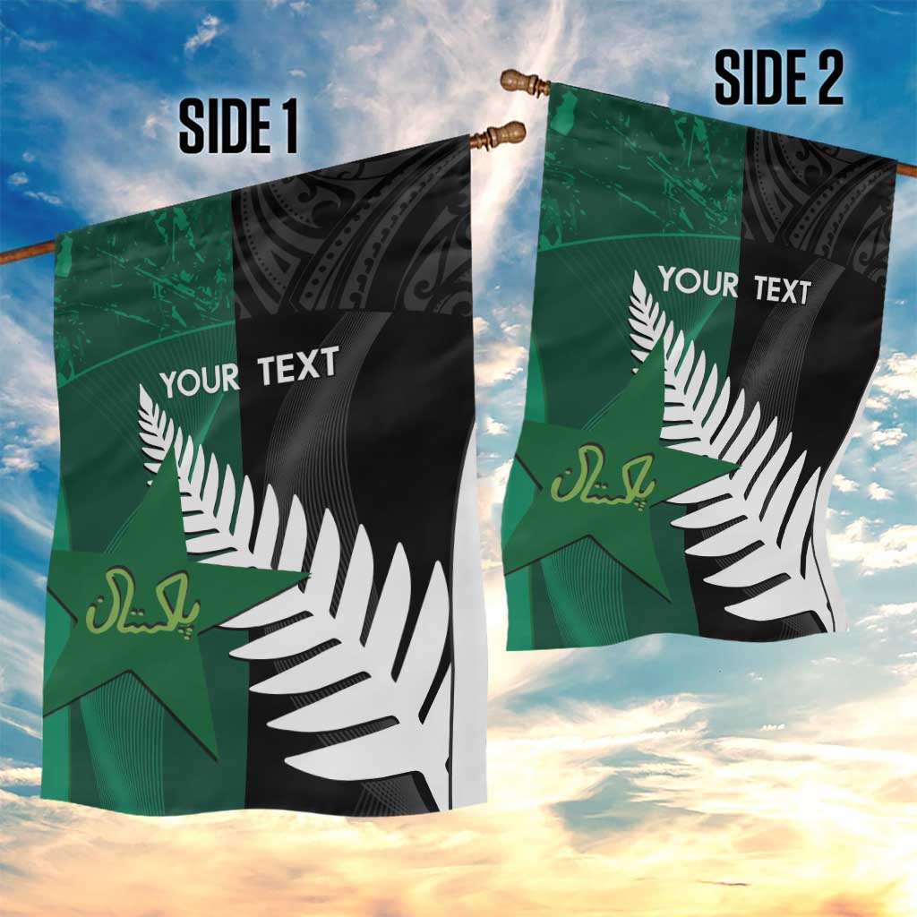 Custom New Zealand And Pakistan Cricket Garden Flag 2025 Black Cap Shaheens Together - Vibe Hoodie Shop