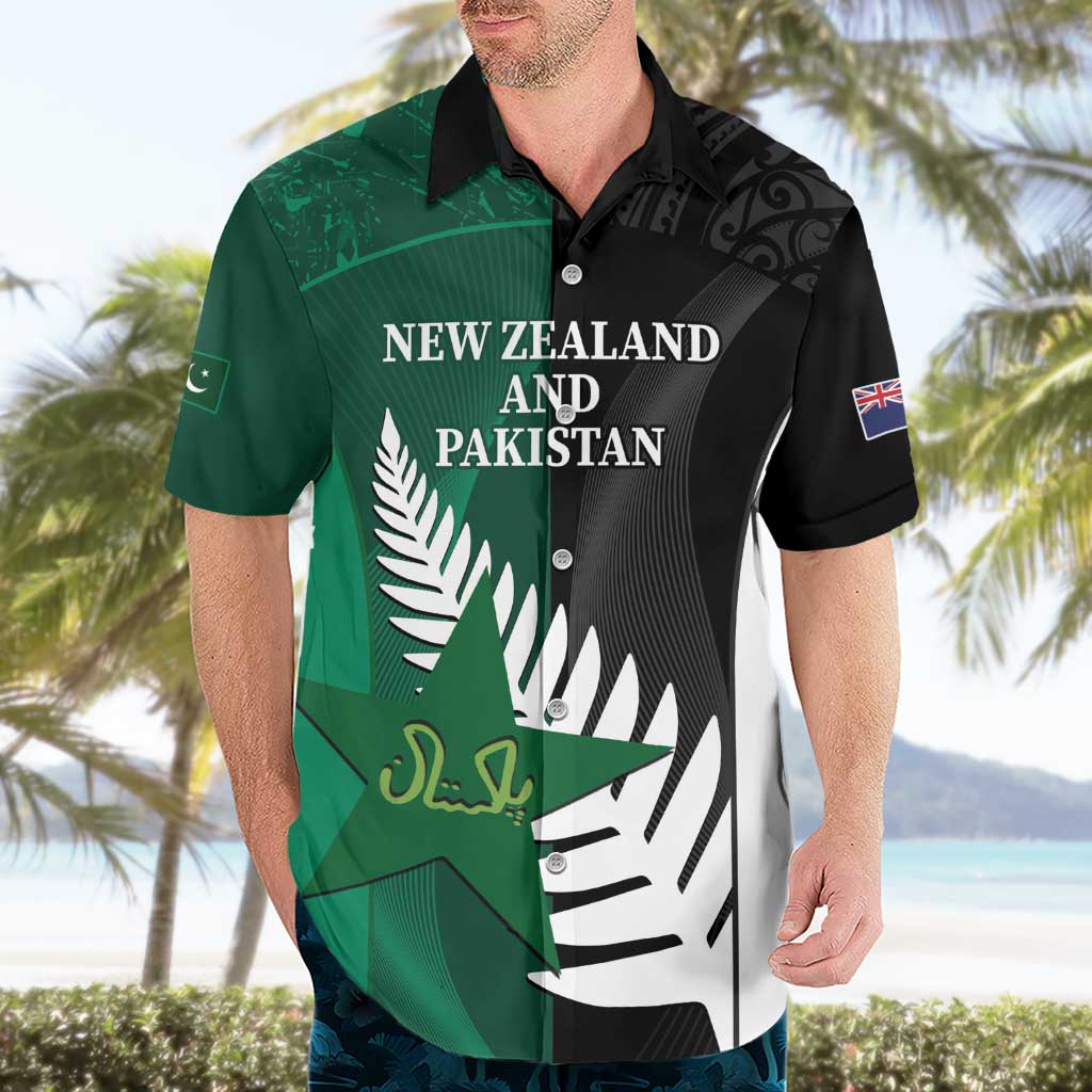 Custom New Zealand And Pakistan Cricket Hawaiian Shirt 2025 Black Cap Shaheens Together - Vibe Hoodie Shop