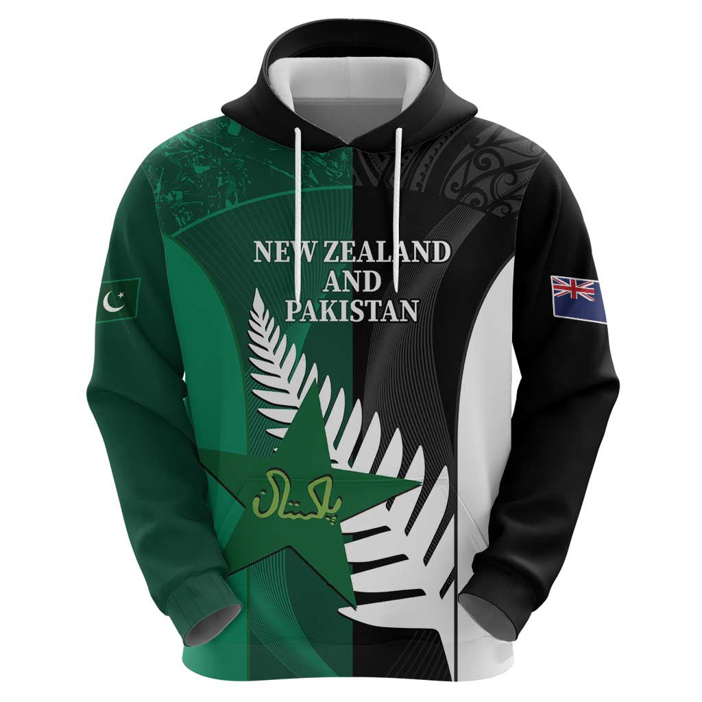 Custom New Zealand And Pakistan Cricket Hoodie 2025 Black Cap Shaheens Together - Vibe Hoodie Shop