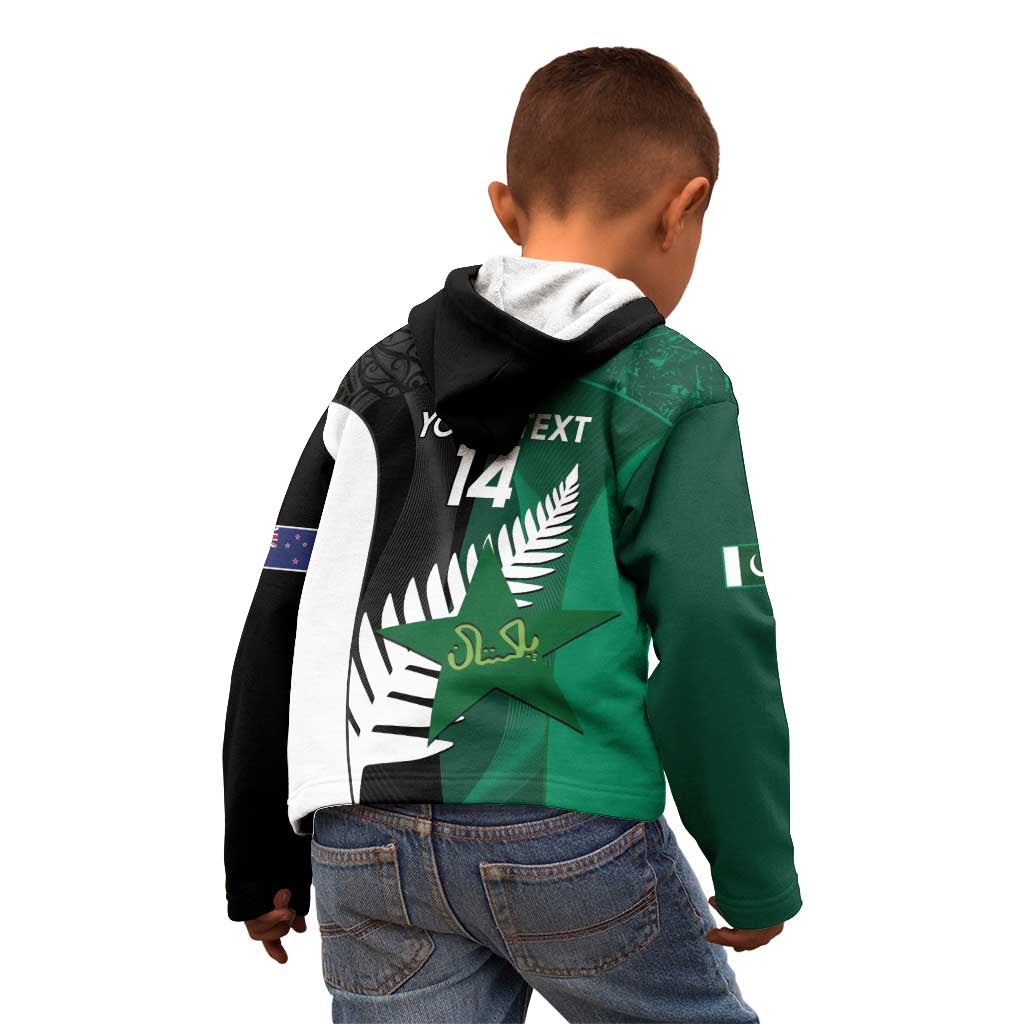 Custom New Zealand And Pakistan Cricket Kid Hoodie 2025 Black Cap Shaheens Together - Vibe Hoodie Shop