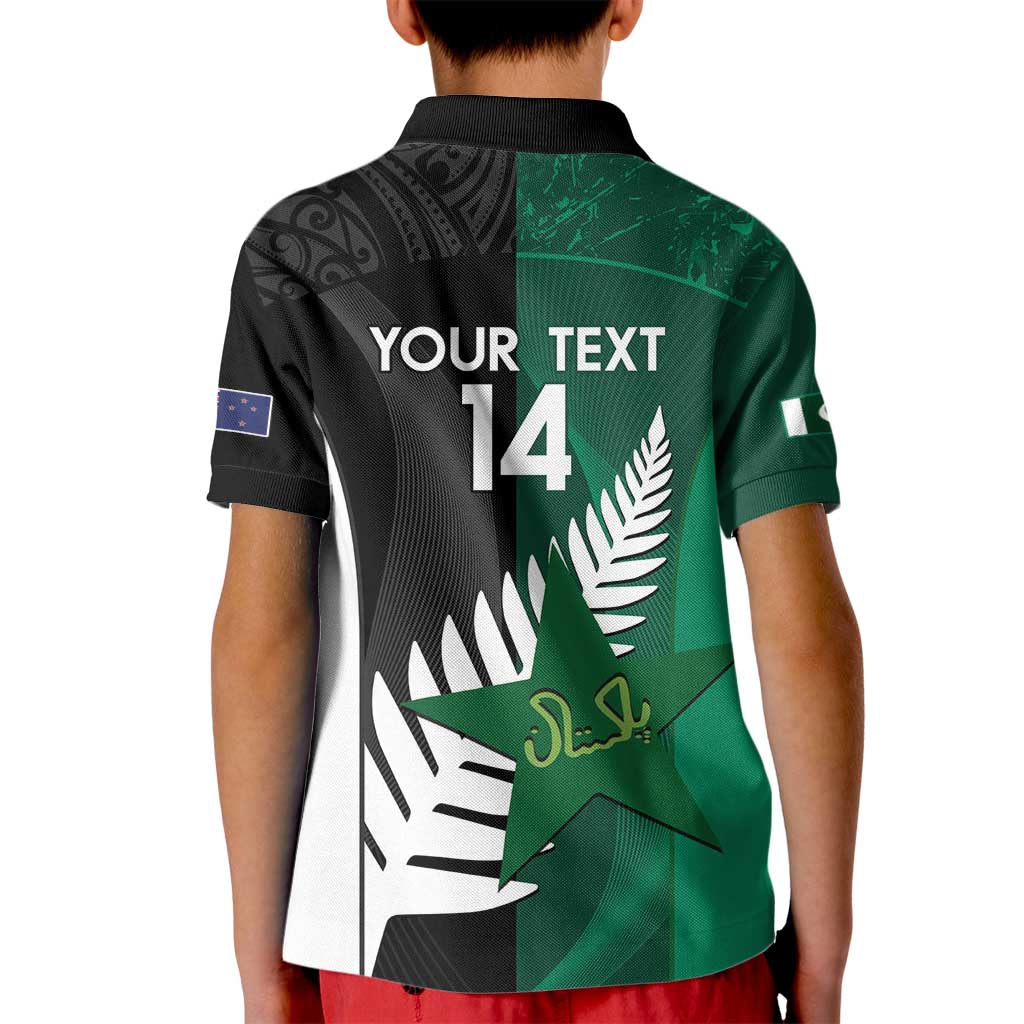 Custom New Zealand And Pakistan Cricket Kid Polo Shirt 2025 Black Cap Shaheens Together - Vibe Hoodie Shop