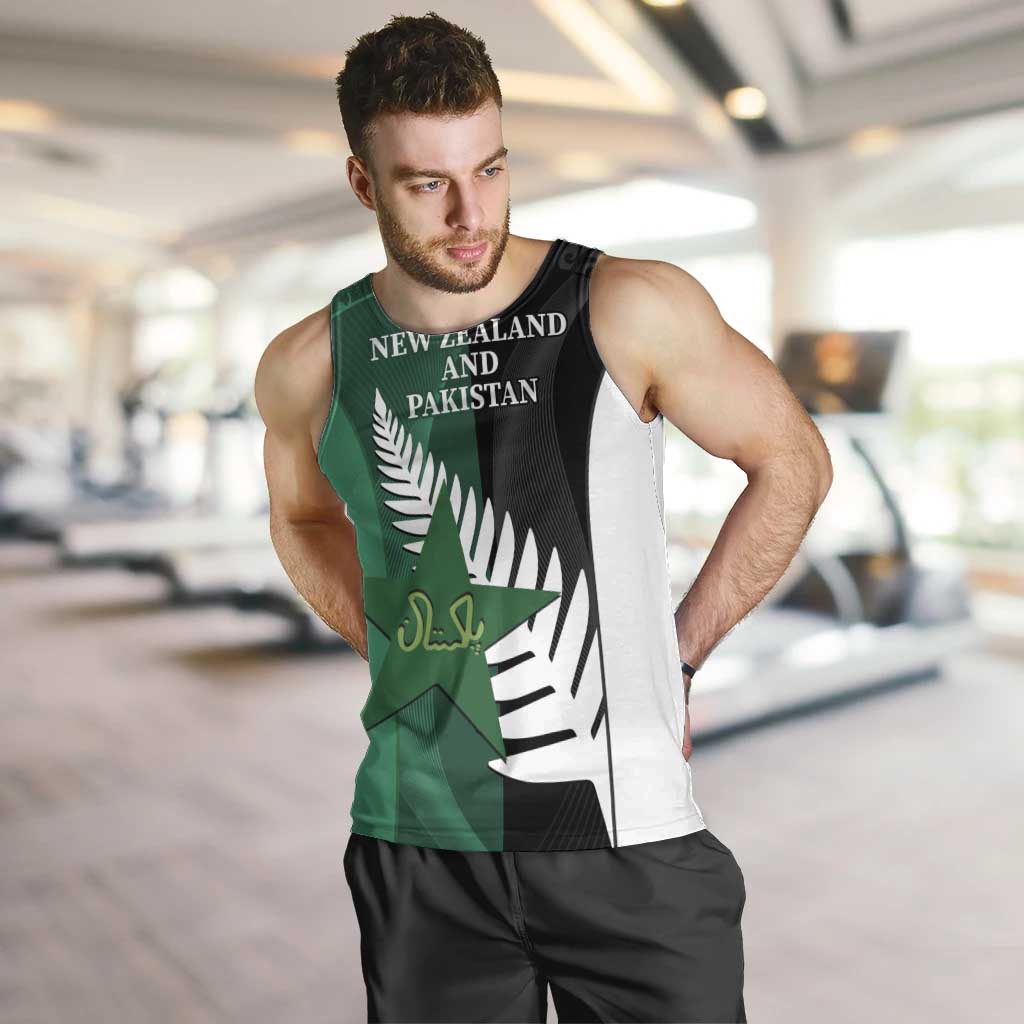 Custom New Zealand And Pakistan Cricket Men Tank Top 2025 Black Cap Shaheens Together - Vibe Hoodie Shop