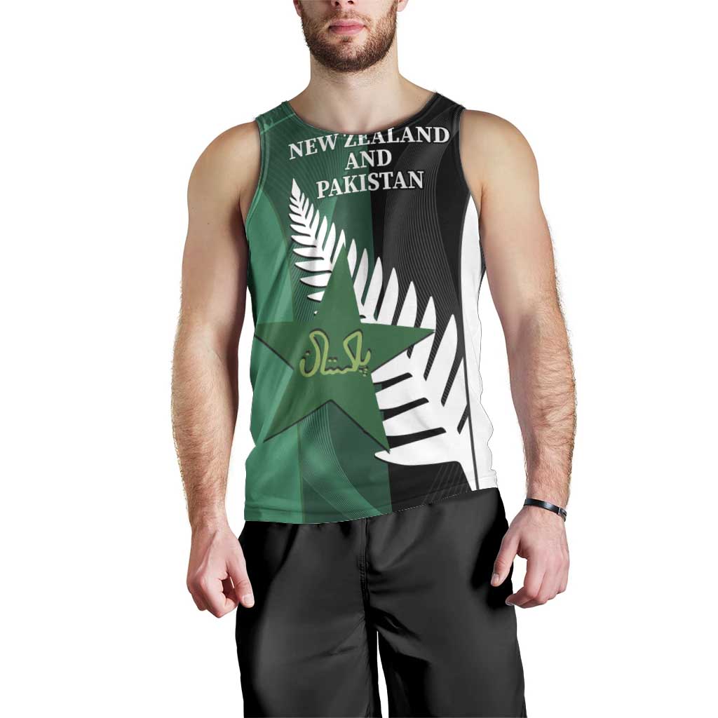 Custom New Zealand And Pakistan Cricket Men Tank Top 2025 Black Cap Shaheens Together - Vibe Hoodie Shop