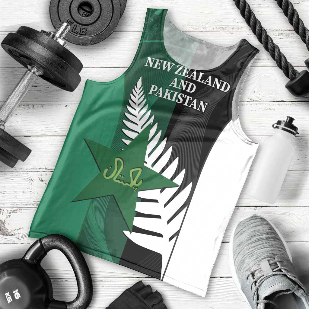 Custom New Zealand And Pakistan Cricket Men Tank Top 2025 Black Cap Shaheens Together - Vibe Hoodie Shop