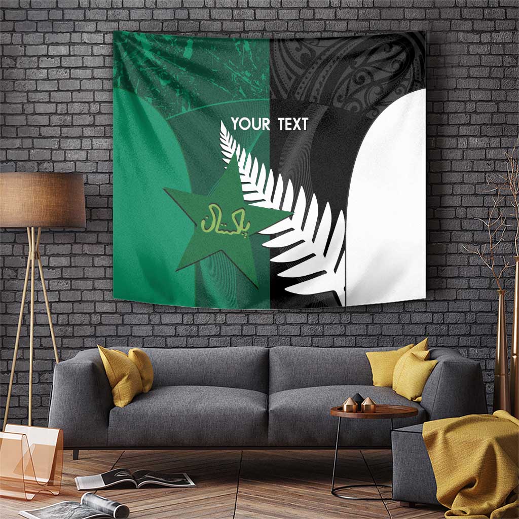 Custom New Zealand And Pakistan Cricket Tapestry 2025 Black Cap Shaheens Together - Vibe Hoodie Shop