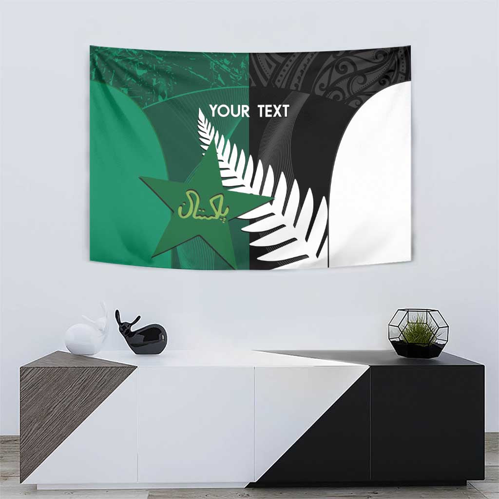 Custom New Zealand And Pakistan Cricket Tapestry 2025 Black Cap Shaheens Together - Vibe Hoodie Shop