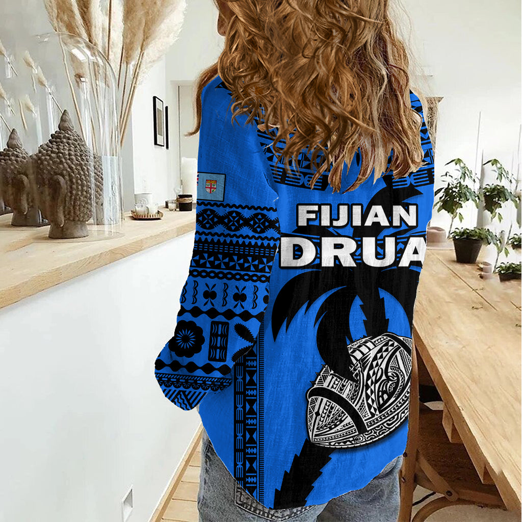 Fiji Rugby Women Casual Shirt Fijian Drua Super Polynesian Special Tapa Pattern - Vibe Hoodie Shop