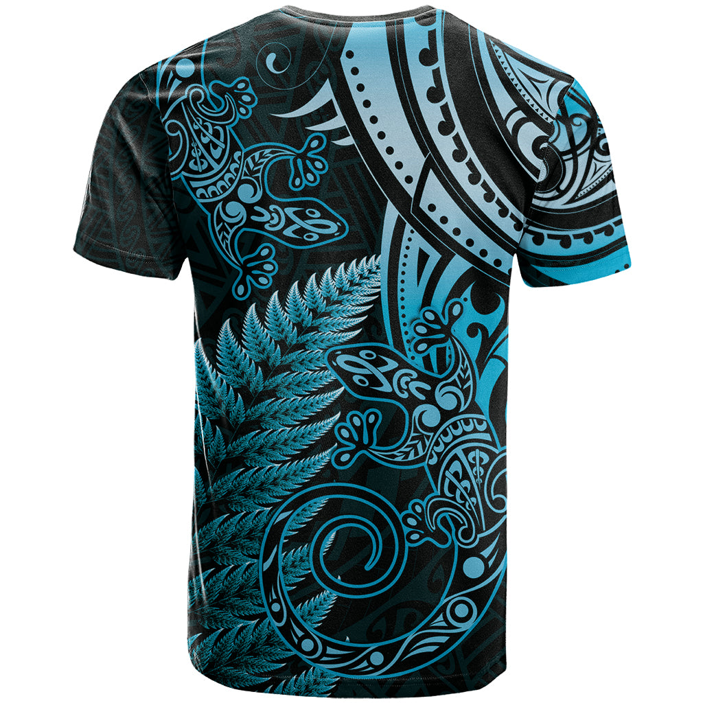 New Zealand Lizard T Shirt Silver Fern Aotearoa Maori Blue Version - Vibe Hoodie Shop