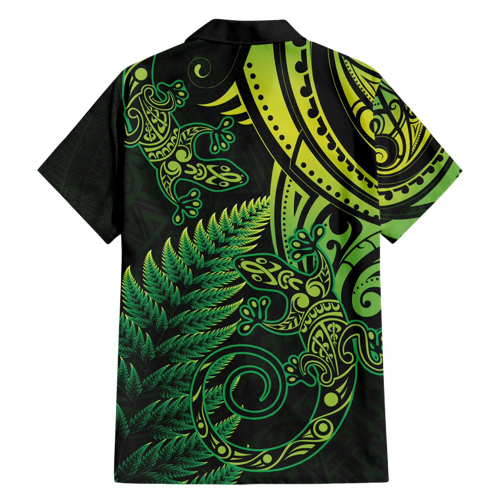 New Zealand Lizard Hawaiian Shirt Silver Fern Aotearoa Maori Green Version - Vibe Hoodie Shop