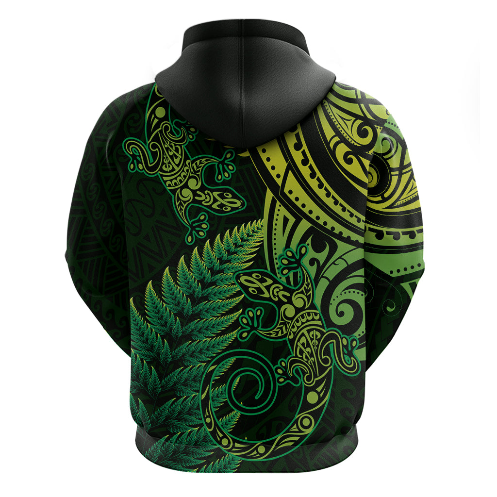New Zealand Lizard Hoodie Silver Fern Aotearoa Maori Green Version - Vibe Hoodie Shop