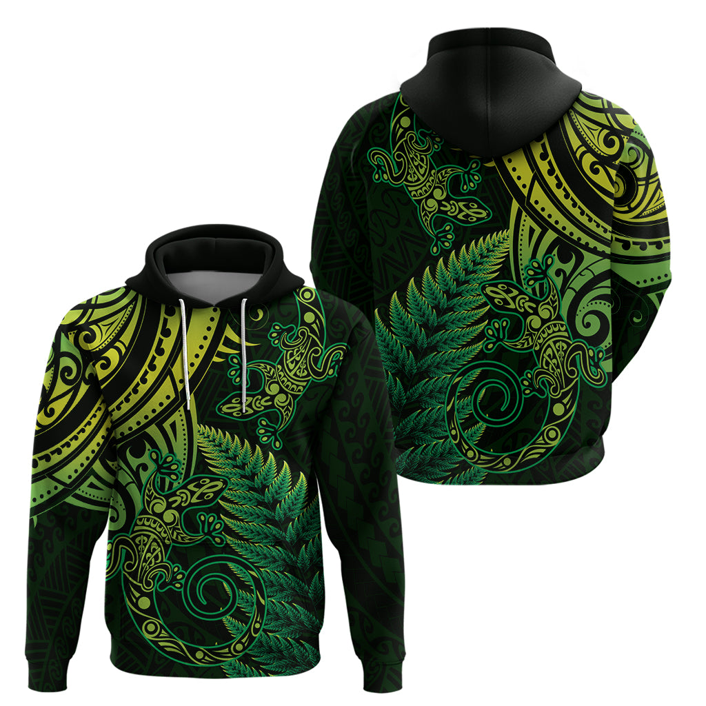New Zealand Lizard Hoodie Silver Fern Aotearoa Maori Green Version - Vibe Hoodie Shop