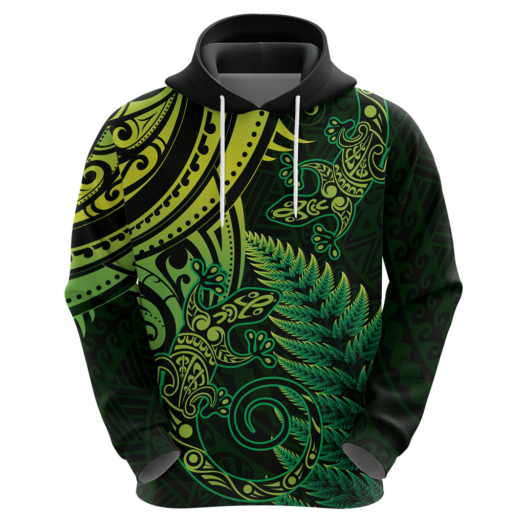 New Zealand Lizard Hoodie Silver Fern Aotearoa Maori Green Version - Vibe Hoodie Shop