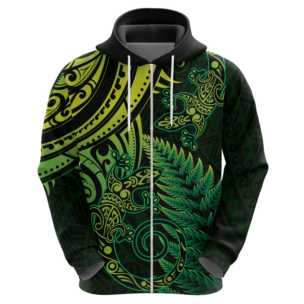 New Zealand Lizard Hoodie Silver Fern Aotearoa Maori Green Version - Vibe Hoodie Shop