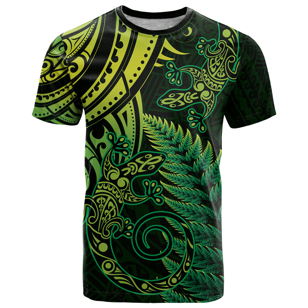 New Zealand Lizard T Shirt Silver Fern Aotearoa Maori Green Version - Vibe Hoodie Shop