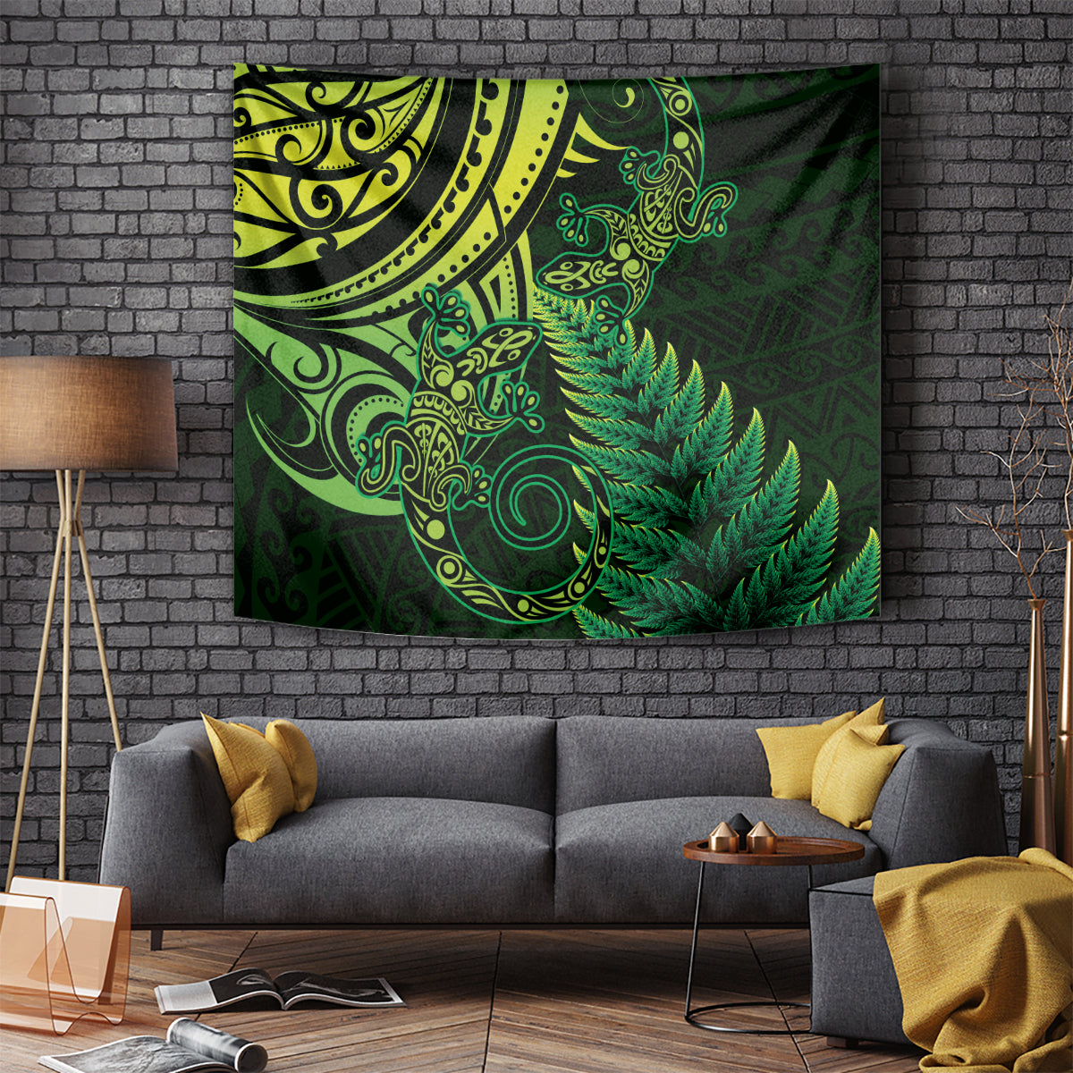 New Zealand Lizard Tapestry Silver Fern Aotearoa Maori Green Version - Vibe Hoodie Shop