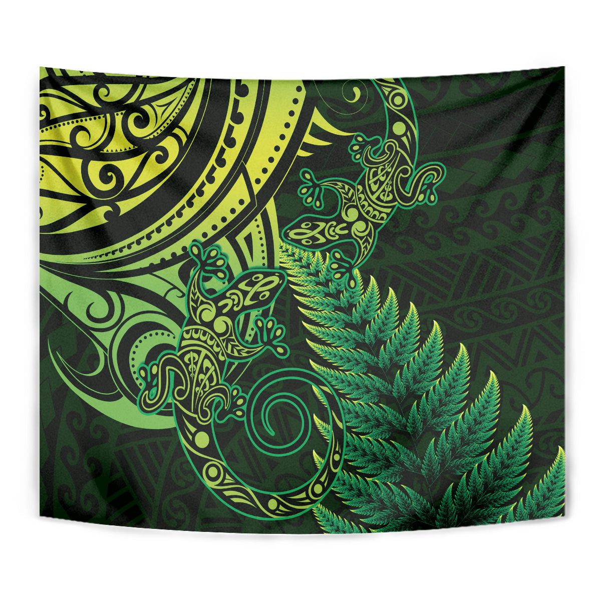 New Zealand Lizard Tapestry Silver Fern Aotearoa Maori Green Version - Vibe Hoodie Shop