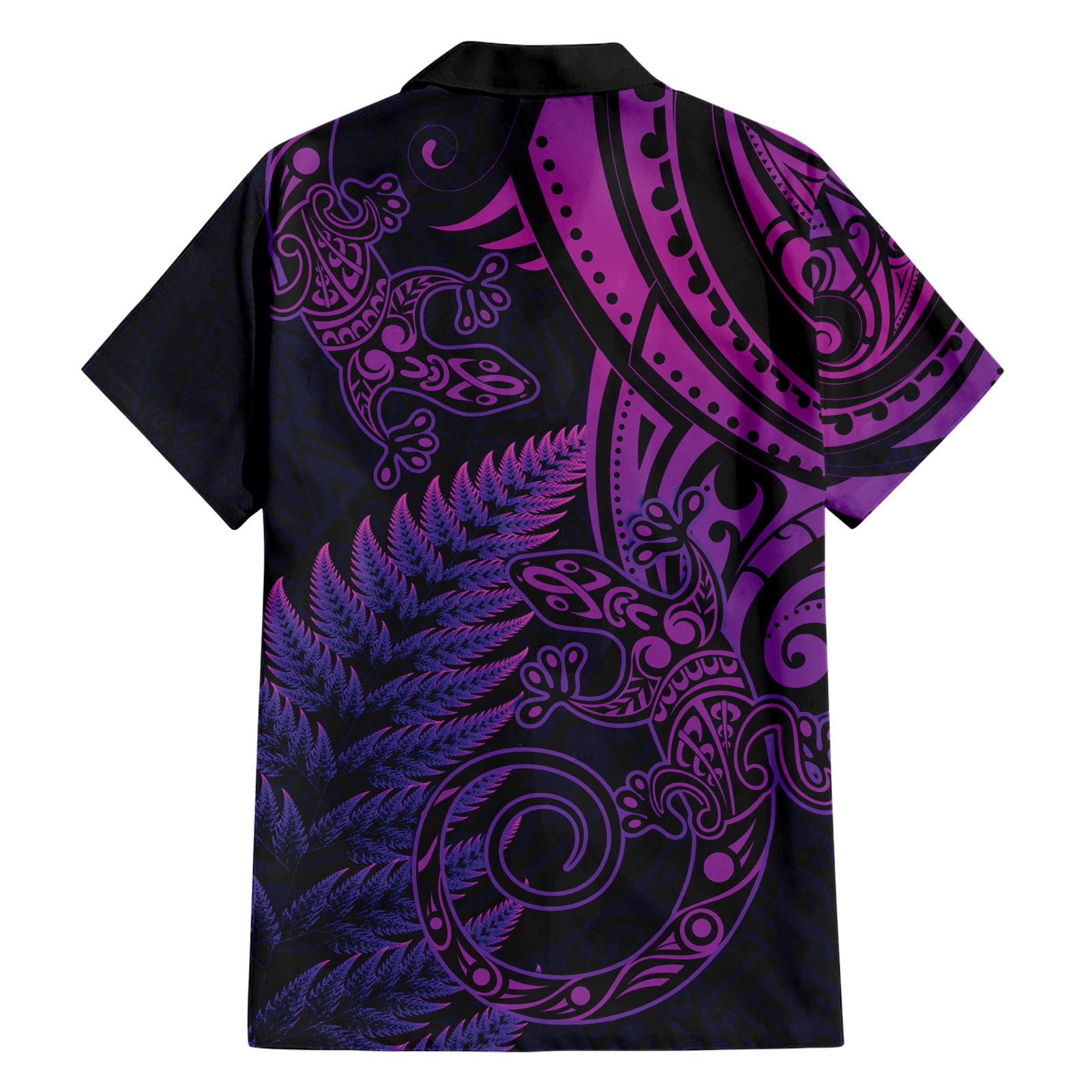 New Zealand Lizard Hawaiian Shirt Silver Fern Aotearoa Maori Purple Version - Vibe Hoodie Shop