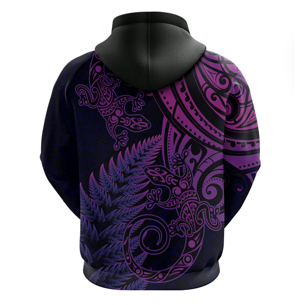 New Zealand Lizard Hoodie Silver Fern Aotearoa Maori Purple Version - Vibe Hoodie Shop